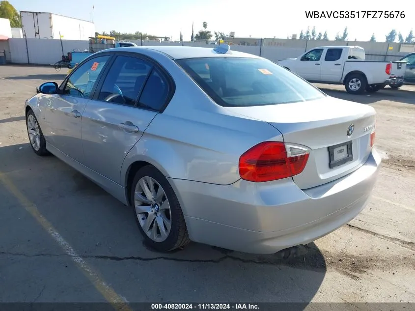 2007 BMW 328I VIN: WBAVC53517FZ75676 Lot: 40820024