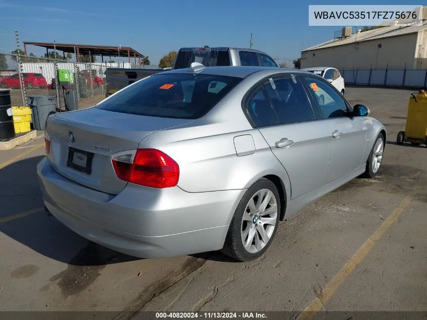 2007 BMW 328I VIN: WBAVC53517FZ75676 Lot: 40820024