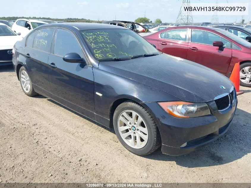 2008 BMW 323 I VIN: WBAVH13548KC99729 Lot: 12096870