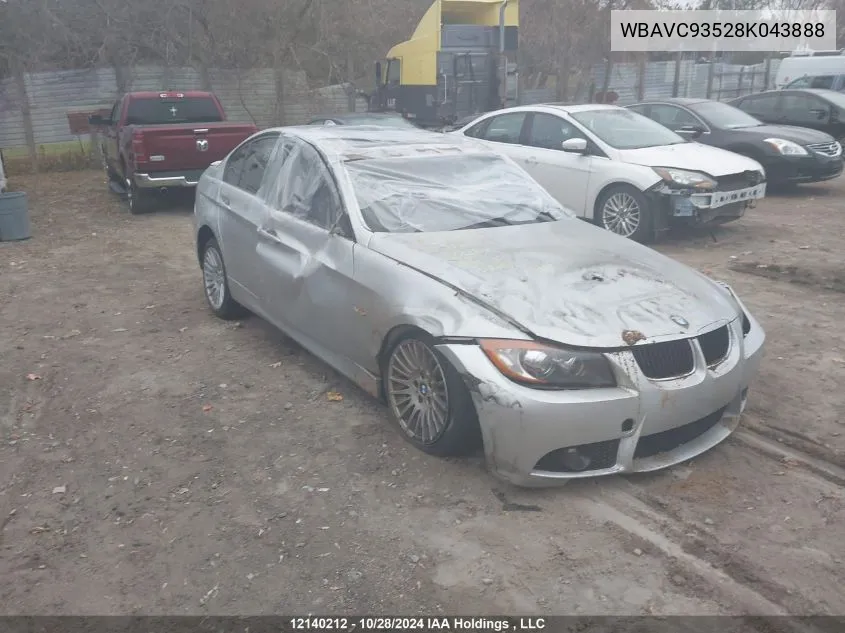 2008 BMW 3 Series VIN: WBAVC93528K043888 Lot: 12140212