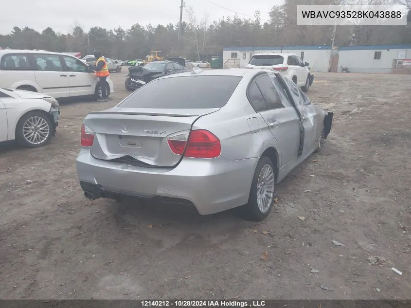 2008 BMW 3 Series VIN: WBAVC93528K043888 Lot: 12140212