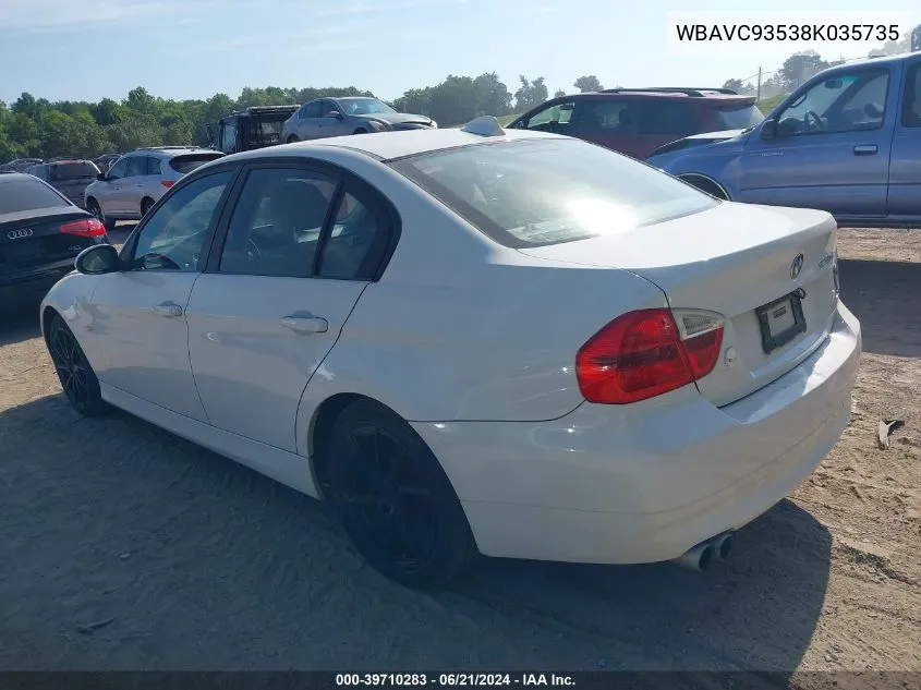 2008 BMW 328Xi VIN: WBAVC93538K035735 Lot: 39710283