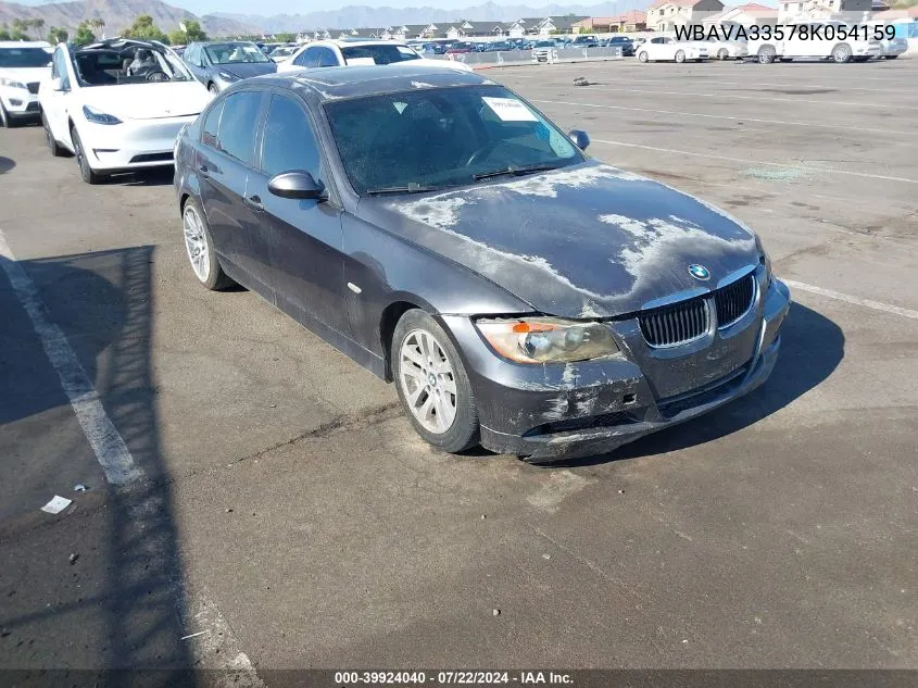 2008 BMW 328I VIN: WBAVA33578K054159 Lot: 39924040