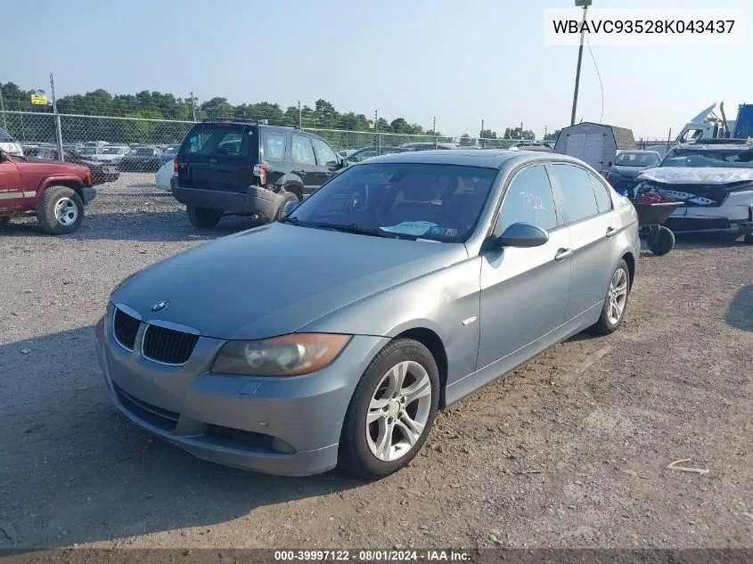 2008 BMW 328Xi VIN: WBAVC93528K043437 Lot: 39997122