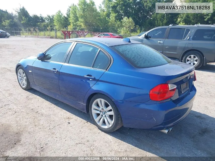 2008 BMW 328I VIN: WBAVA37518NL18288 Lot: 40032806