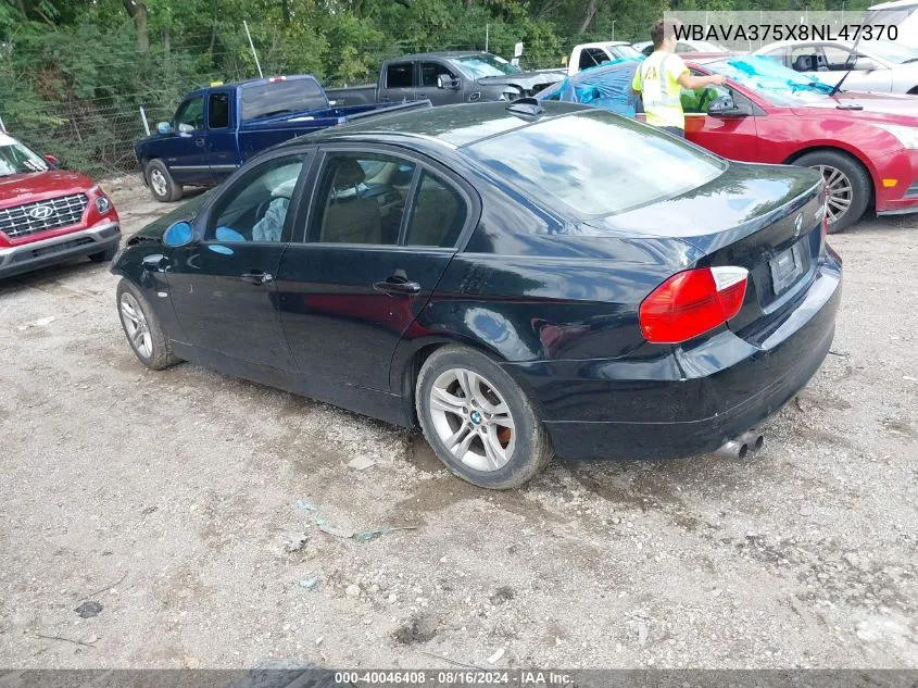 2008 BMW 328I VIN: WBAVA375X8NL47370 Lot: 40046408