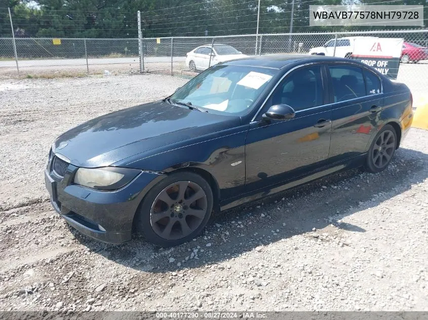 2008 BMW 335I VIN: WBAVB77578NH79728 Lot: 40177290