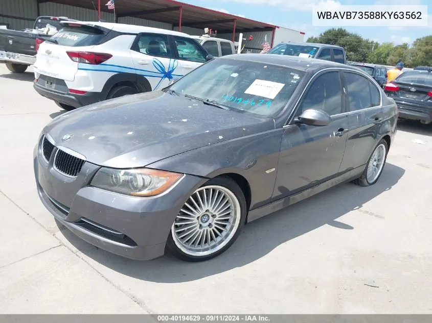 2008 BMW 335I VIN: WBAVB73588KY63562 Lot: 40194629