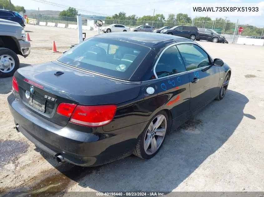 2008 BMW 335I VIN: WBAWL735X8PX51933 Lot: 40198440