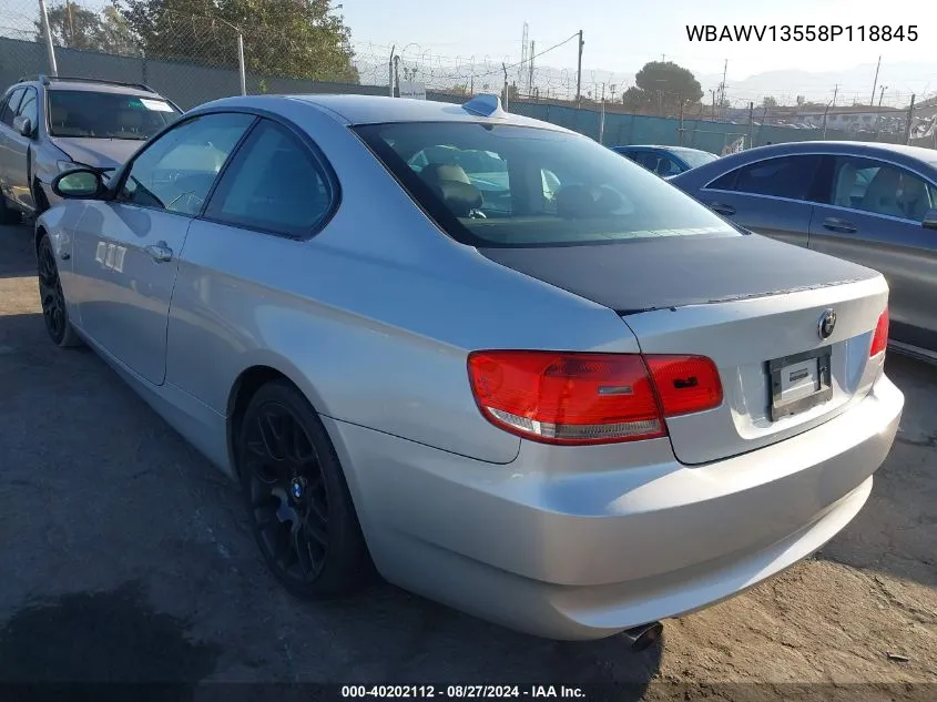 2008 BMW 328I VIN: WBAWV13558P118845 Lot: 40202112