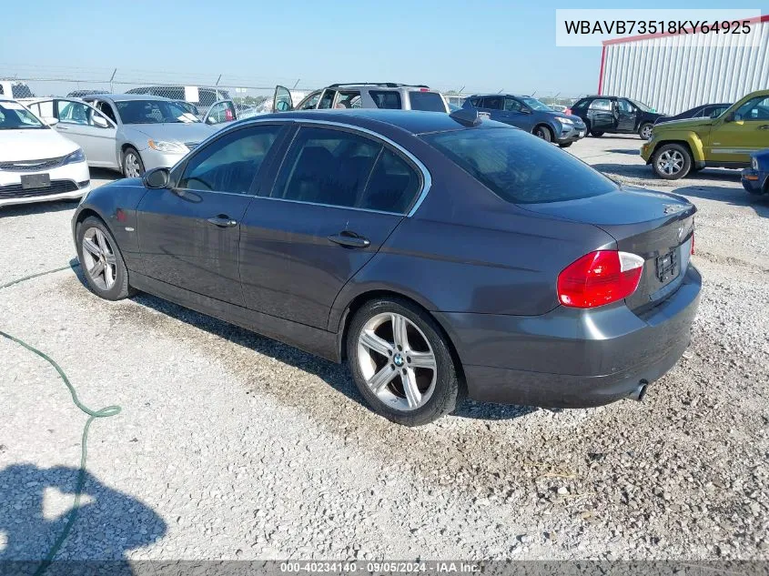 2008 BMW 335I VIN: WBAVB73518KY64925 Lot: 40234140