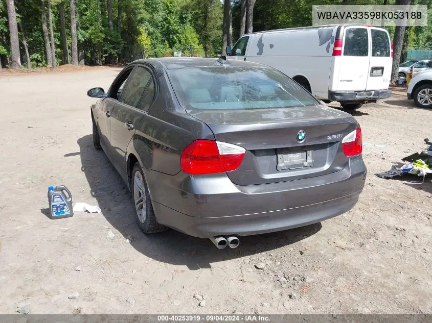 2008 BMW 328I VIN: WBAVA33598K053188 Lot: 40253919