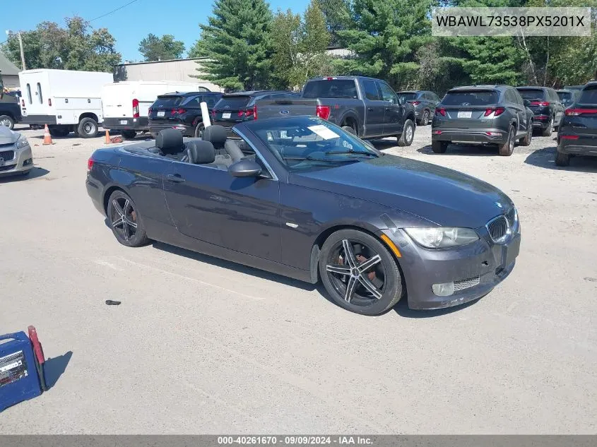 2008 BMW 335I VIN: WBAWL73538PX5201X Lot: 40261670