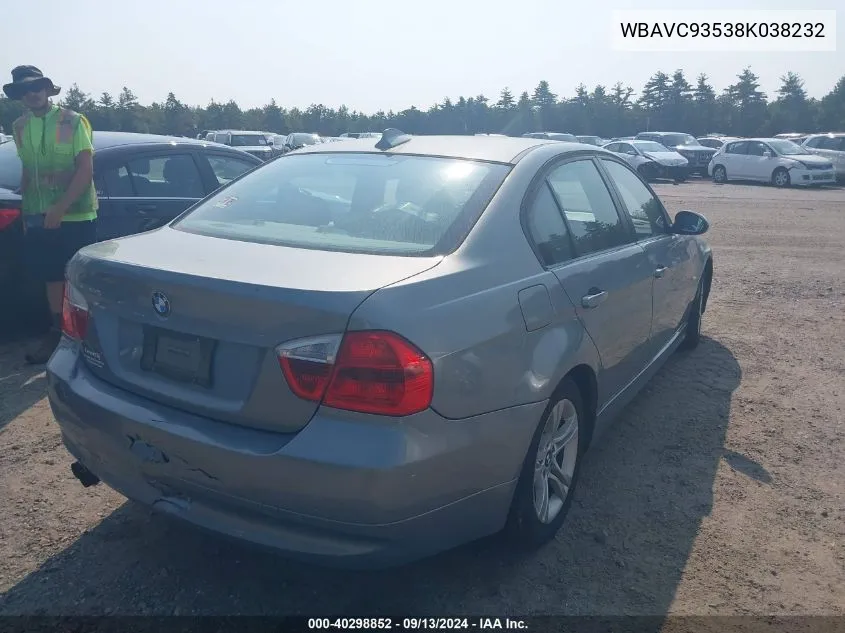 2008 BMW 328 Xi VIN: WBAVC93538K038232 Lot: 40298852