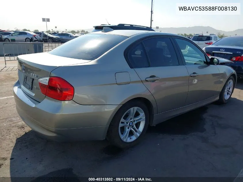 2008 BMW 328 I Sulev VIN: WBAVC53588F008130 Lot: 40313502