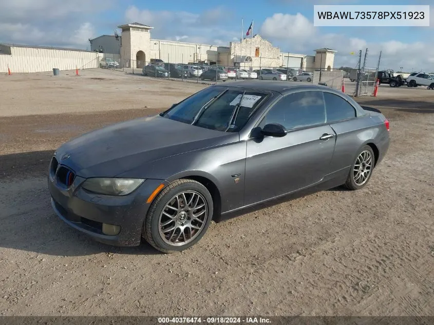 2008 BMW 335I VIN: WBAWL73578PX51923 Lot: 40376474