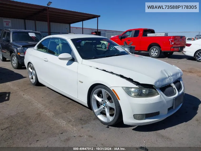 2008 BMW 335I VIN: WBAWL73588P178305 Lot: 40647012