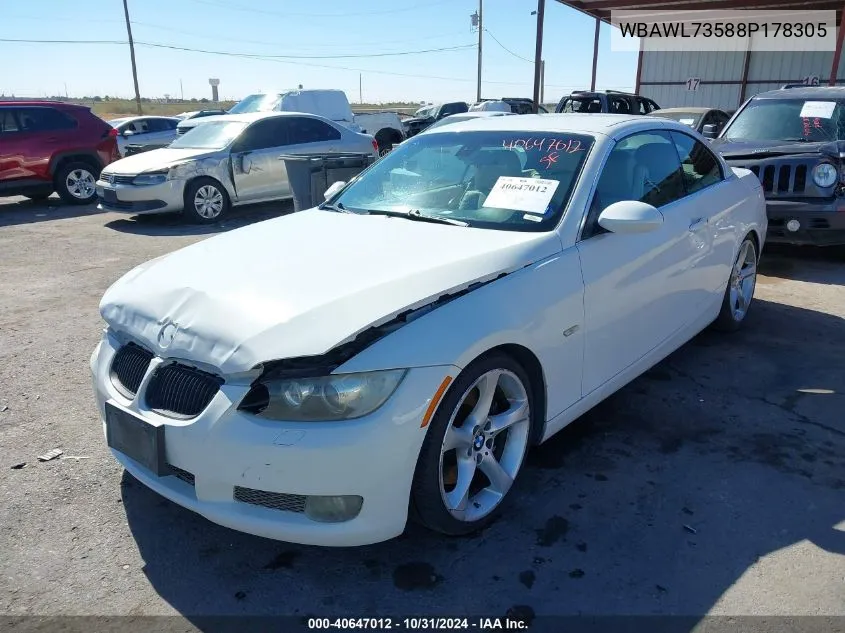 2008 BMW 335I VIN: WBAWL73588P178305 Lot: 40647012