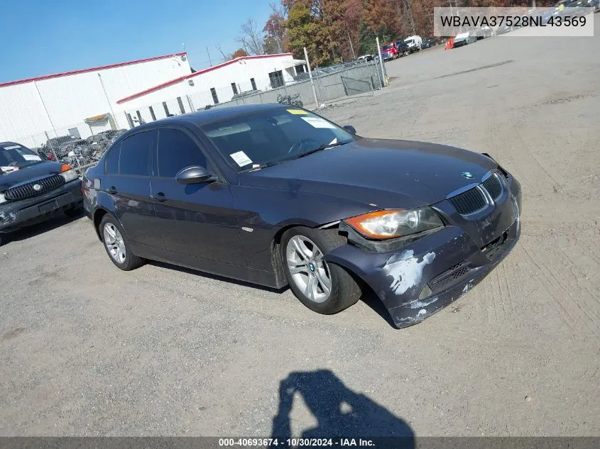 2008 BMW 328I VIN: WBAVA37528NL43569 Lot: 40693674