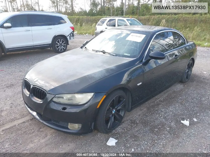 2008 BMW 328I VIN: WBAWL13538PX17930 Lot: 40738385