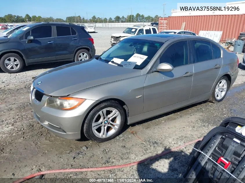 2008 BMW 328I VIN: WBAVA37558NL19296 Lot: 40757968