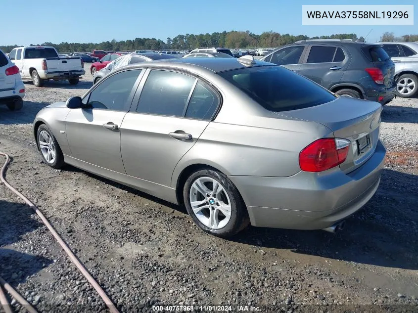 2008 BMW 328I VIN: WBAVA37558NL19296 Lot: 40757968