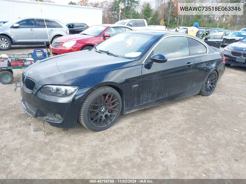 2008 BMW 335Xi VIN: WBAWC73518E063346 Lot: 40765789