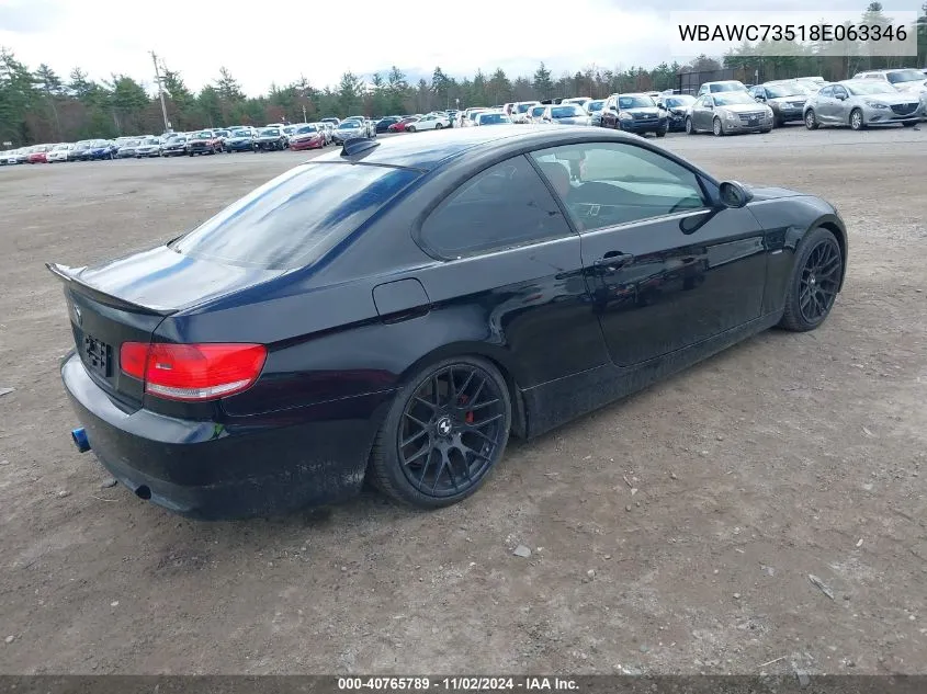 2008 BMW 335Xi VIN: WBAWC73518E063346 Lot: 40765789