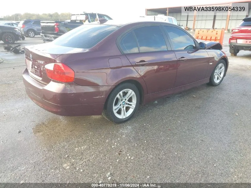 2008 BMW 328I VIN: WBAVA33598K054339 Lot: 40779219