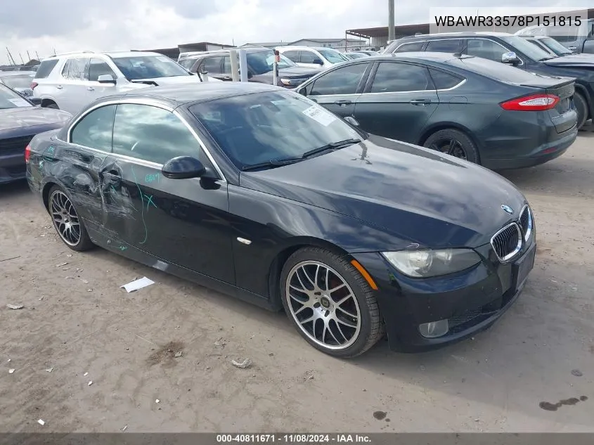 2008 BMW 328I VIN: WBAWR33578P151815 Lot: 40811671