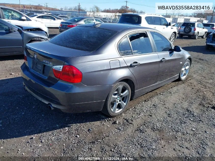 2008 BMW 335Xi VIN: WBAVD53558A283416 Lot: 40827069