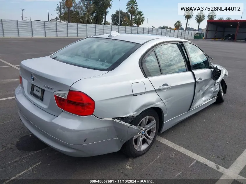 2008 BMW 328I VIN: WBAVA37528NL44012 Lot: 40857681