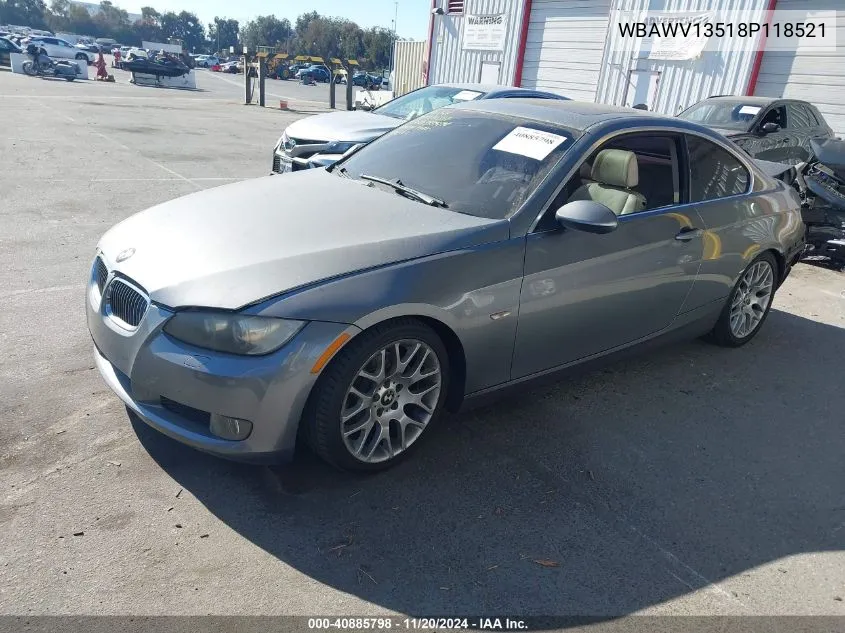 2008 BMW 328I VIN: WBAWV13518P118521 Lot: 40885798