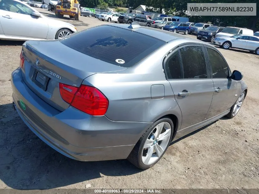 2009 BMW 328I VIN: WBAPH77589NL82230 Lot: 40189063