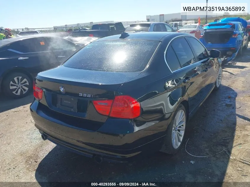 2009 BMW 335I VIN: WBAPM73519A365892 Lot: 40293555