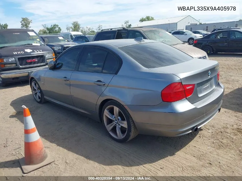 2009 BMW 335 Xi VIN: WBAPL335X9A405978 Lot: 40320354