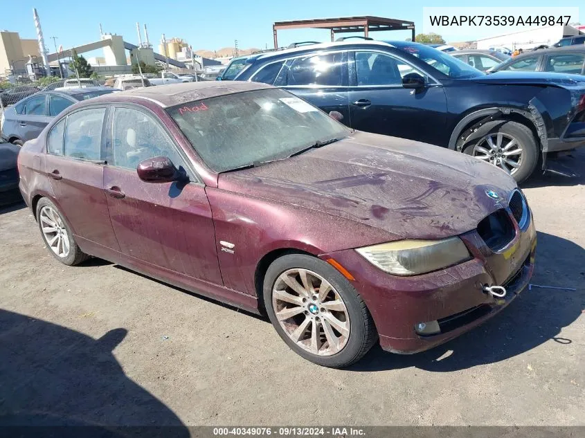 2009 BMW 328I xDrive VIN: WBAPK73539A449847 Lot: 40349076