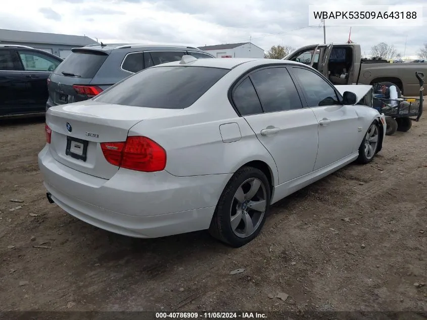 2009 BMW 328I xDrive VIN: WBAPK53509A643188 Lot: 40786909