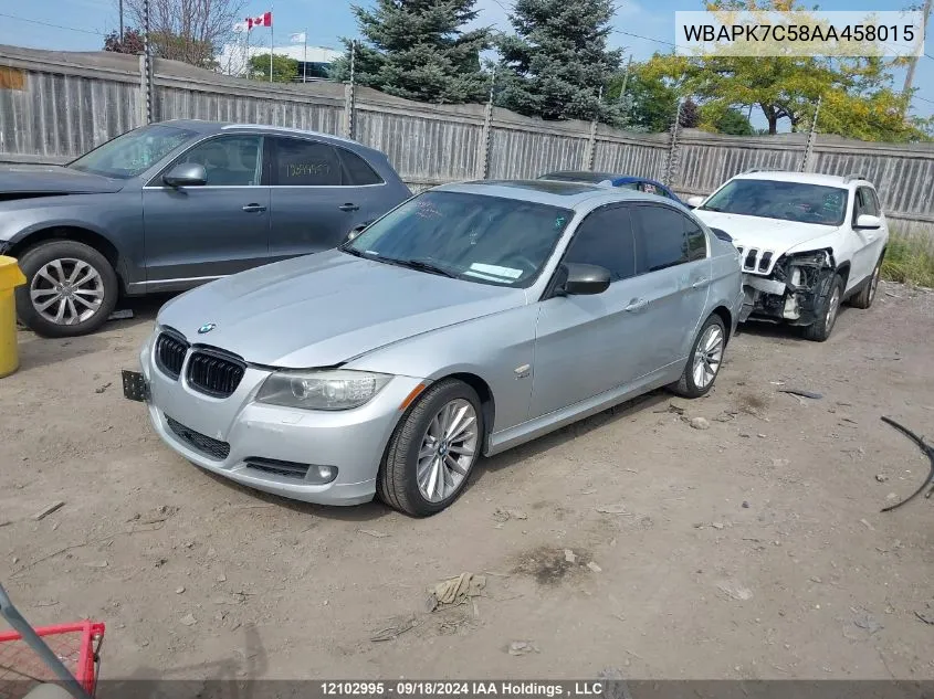 2010 BMW 328I xDrive VIN: WBAPK7C58AA458015 Lot: 12102995