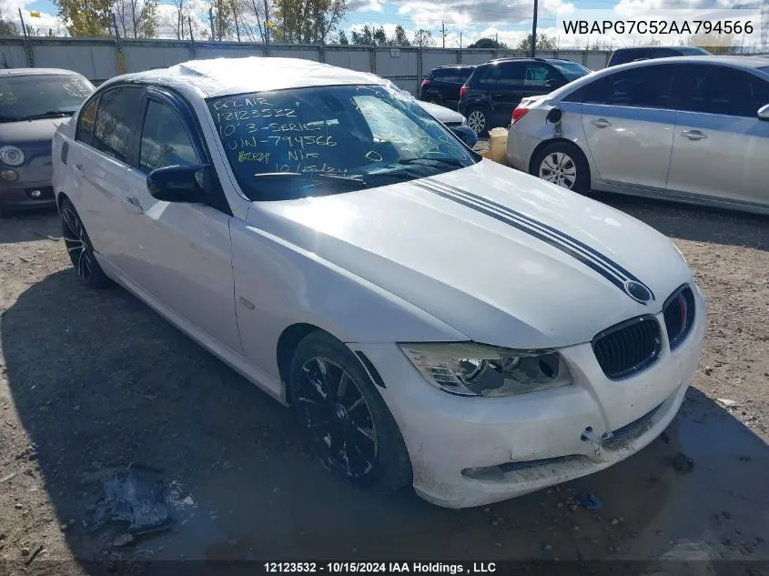 2010 BMW 3 Series VIN: WBAPG7C52AA794566 Lot: 12123532