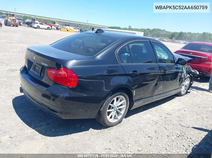 2010 BMW 328I xDrive VIN: WBAPK5C52AA650759 Lot: 39777139