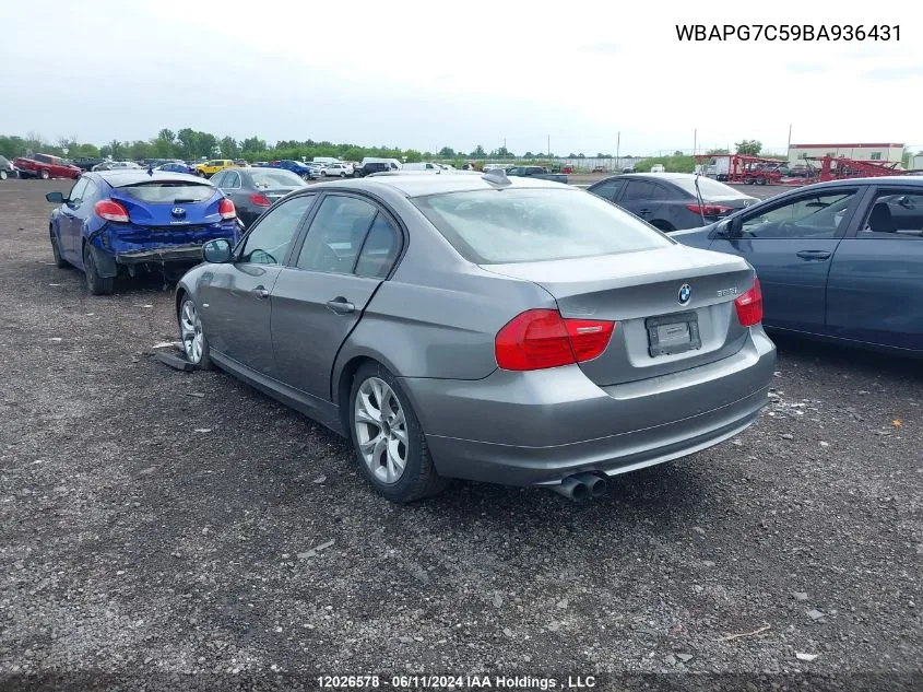 2011 BMW 3 Series VIN: WBAPG7C59BA936431 Lot: 12026578