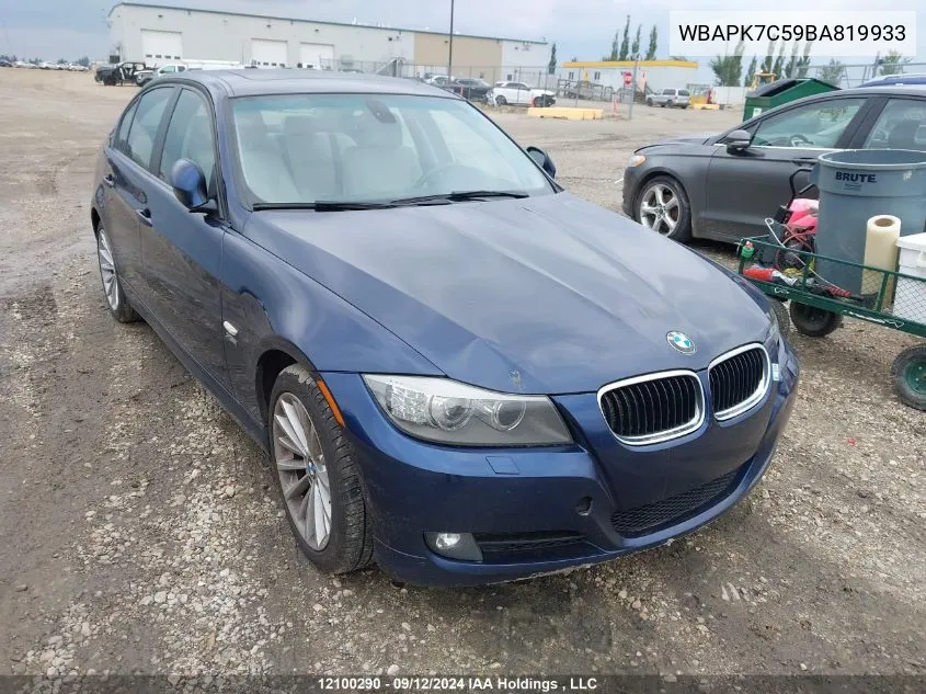 2011 BMW 3 Series VIN: WBAPK7C59BA819933 Lot: 12100290