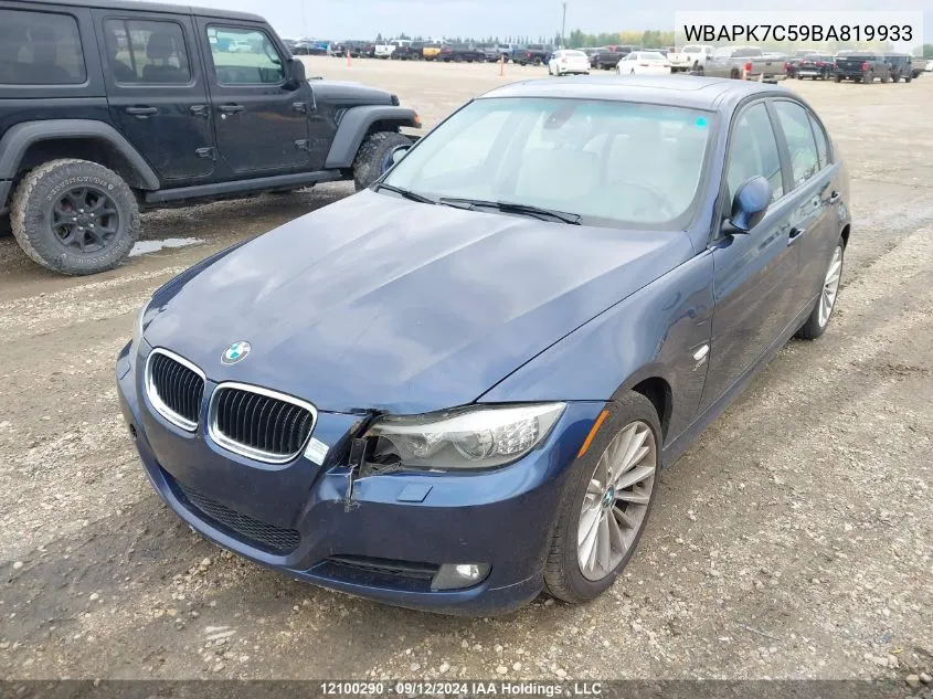 2011 BMW 3 Series VIN: WBAPK7C59BA819933 Lot: 12100290