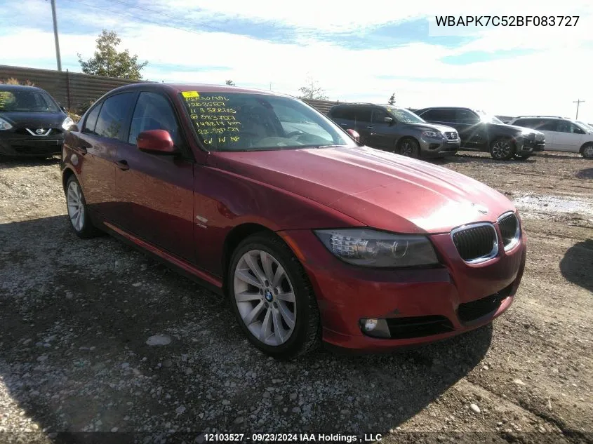 2011 BMW 3 Series 328I xDrive VIN: WBAPK7C52BF083727 Lot: 12103527