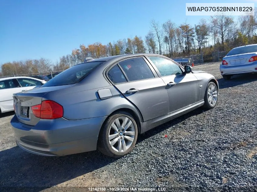 2011 BMW 3 Series 323I VIN: WBAPG7G52BNN18229 Lot: 12142150