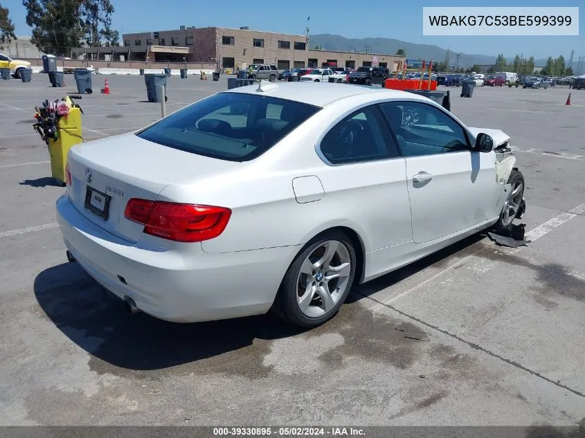 2011 BMW 335I VIN: WBAKG7C53BE599399 Lot: 39330895