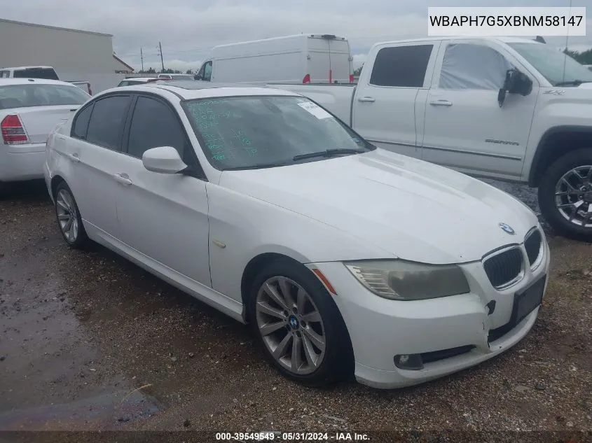 2011 BMW 328I VIN: WBAPH7G5XBNM58147 Lot: 39549549