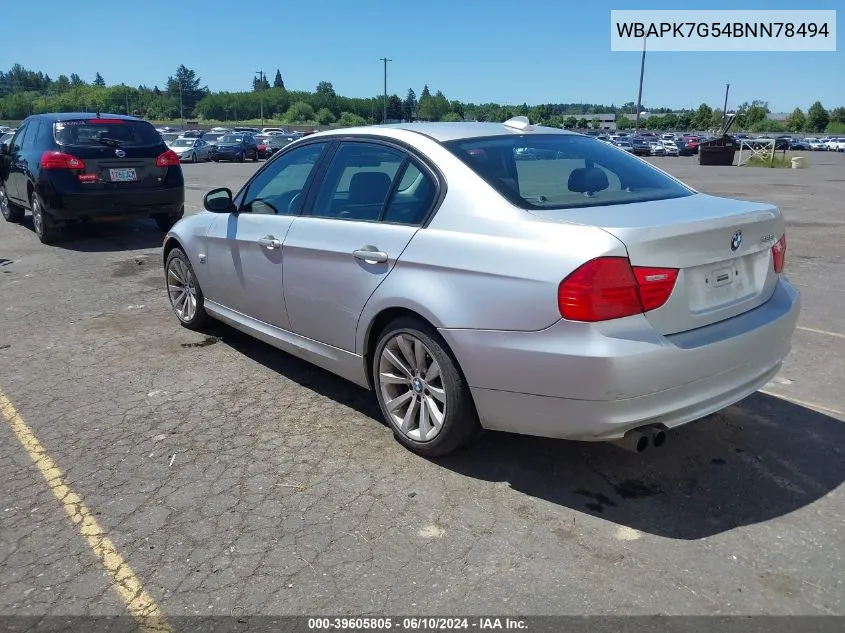 2011 BMW 328I xDrive VIN: WBAPK7G54BNN78494 Lot: 39605805