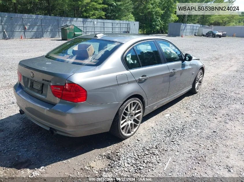 2011 BMW 335I xDrive VIN: WBAPL5G53BNN24024 Lot: 39751266